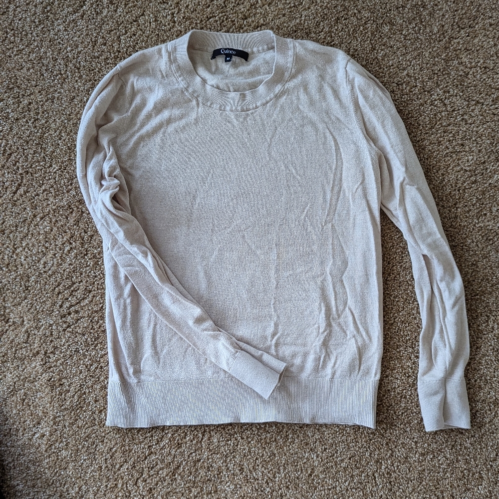 Quince Lightweight Cotton Cashmere Sweater, size M